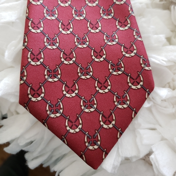 HERMES PARIS VINTAGE HORSESHOE SILK TIE - Picture 9 of 13